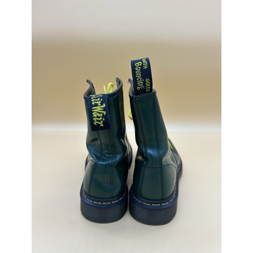 Dr. Martens 1460 Green Smooth Leather Boots Women's US 8 EU 39 Yellow Laces - Picture 4 of 6